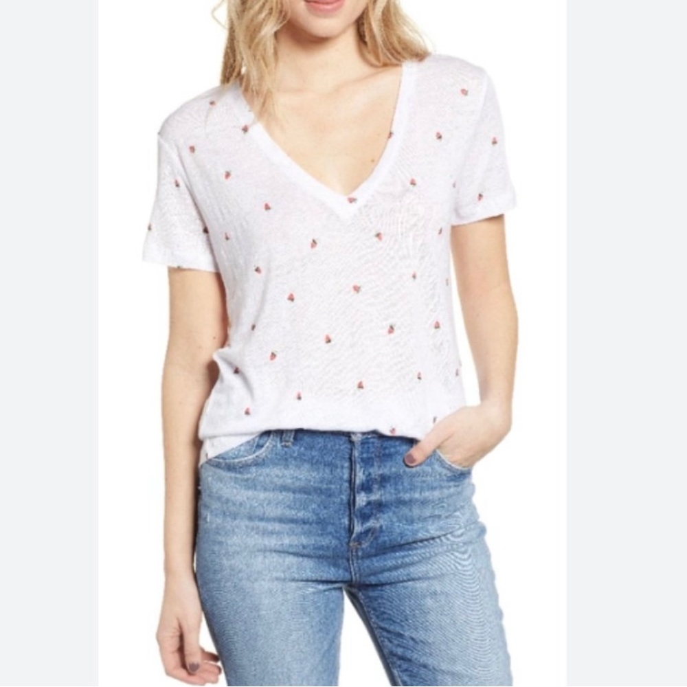 Rails Strawberry Fields Cara Linen Blend V-Neck T… - image 8